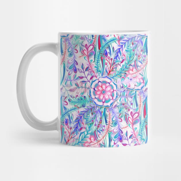 Boho Flower Burst in Pink and Teal by micklyn